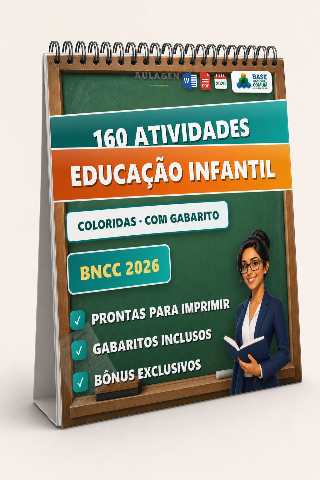 160 Atividades de Educação Infantil com gabarito — material colorido em PDF e editável, alinhado à BNCC 2026