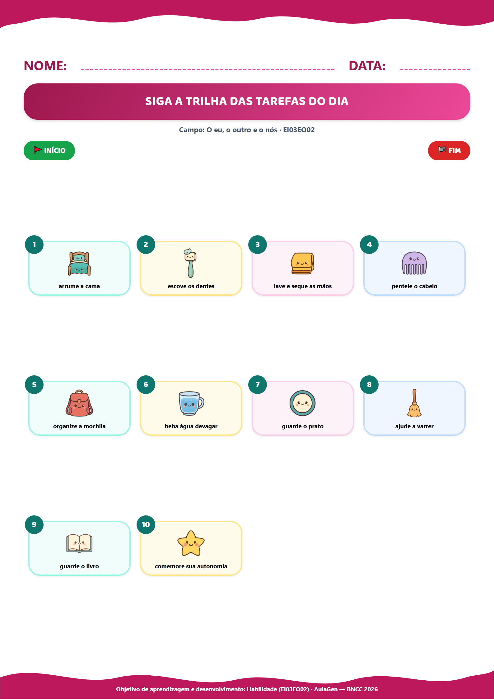 Atividade colorida com trilha para Educação Infantil