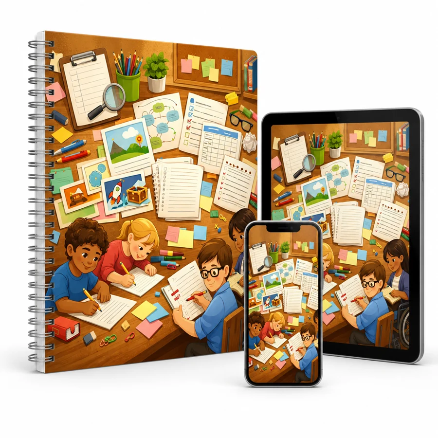 Mockup do bônus: Fichas de Producao de Texto