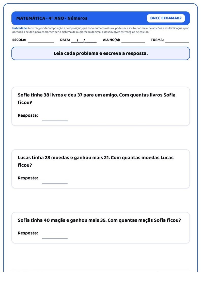Atividades - 4º Ano Fundamental — página interna