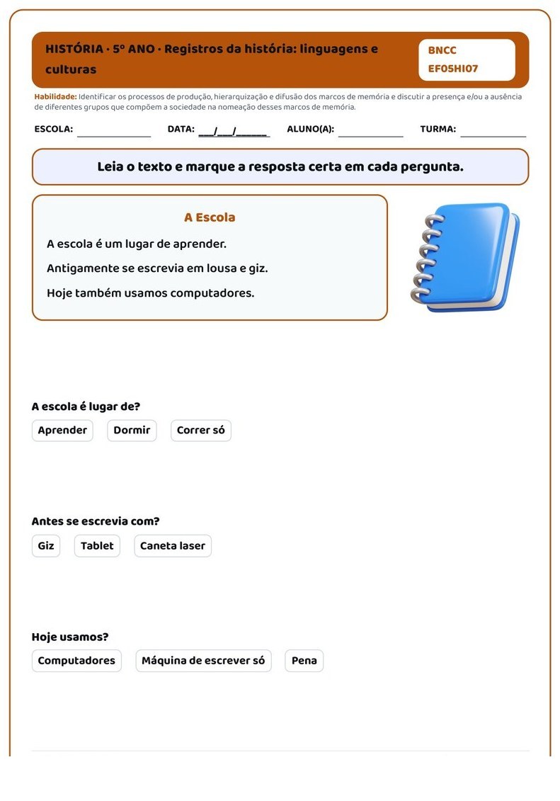 Atividades - 5º Ano Fundamental — página interna