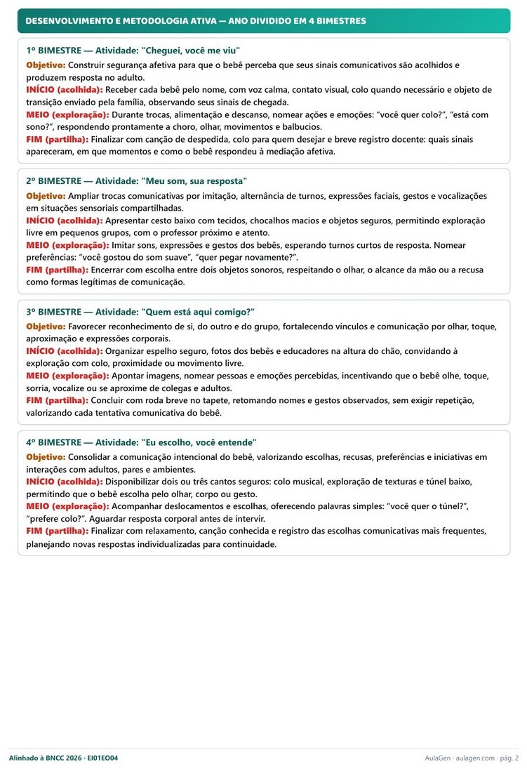 Combo Educação Infantil - Planos Anuais e Bimestrais — página interna