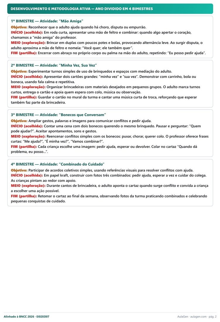 Combo Educação Infantil - Planos Anuais e Bimestrais — página interna