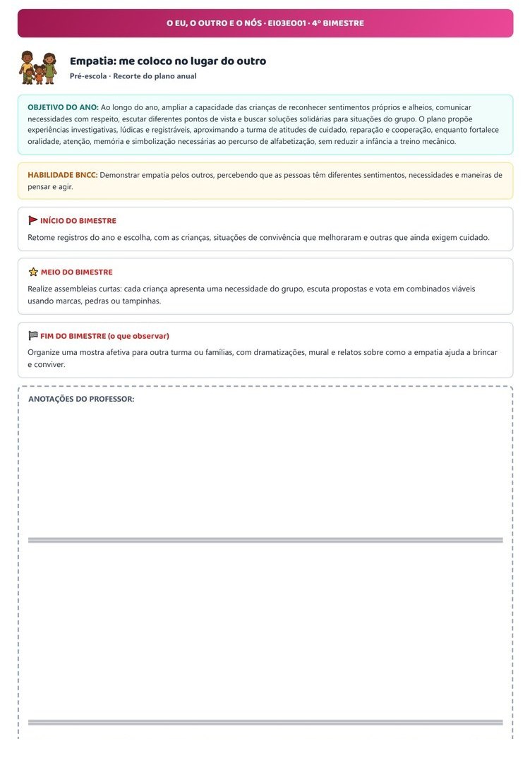 Planos de Aula Anuais - Pré-escola — página interna
