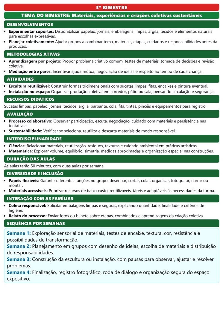 Planos e Atividades de Arte 1º-5º ano — página interna