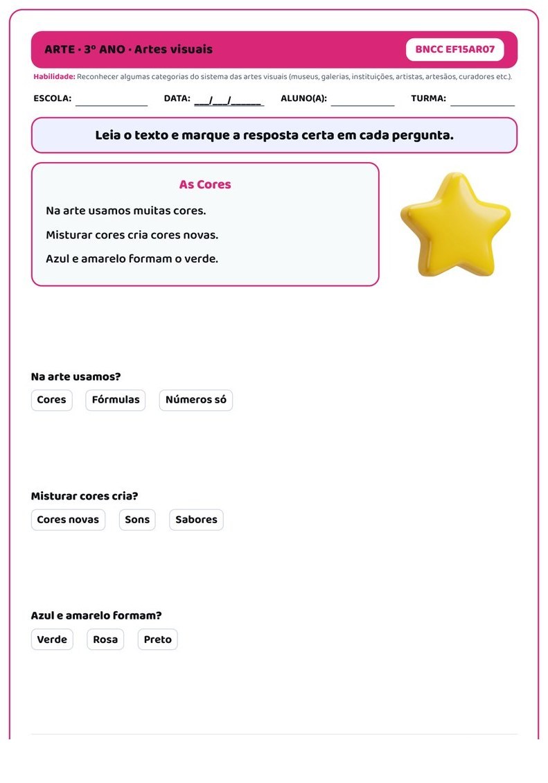 Planos e Atividades de Arte 1º-5º ano — página interna