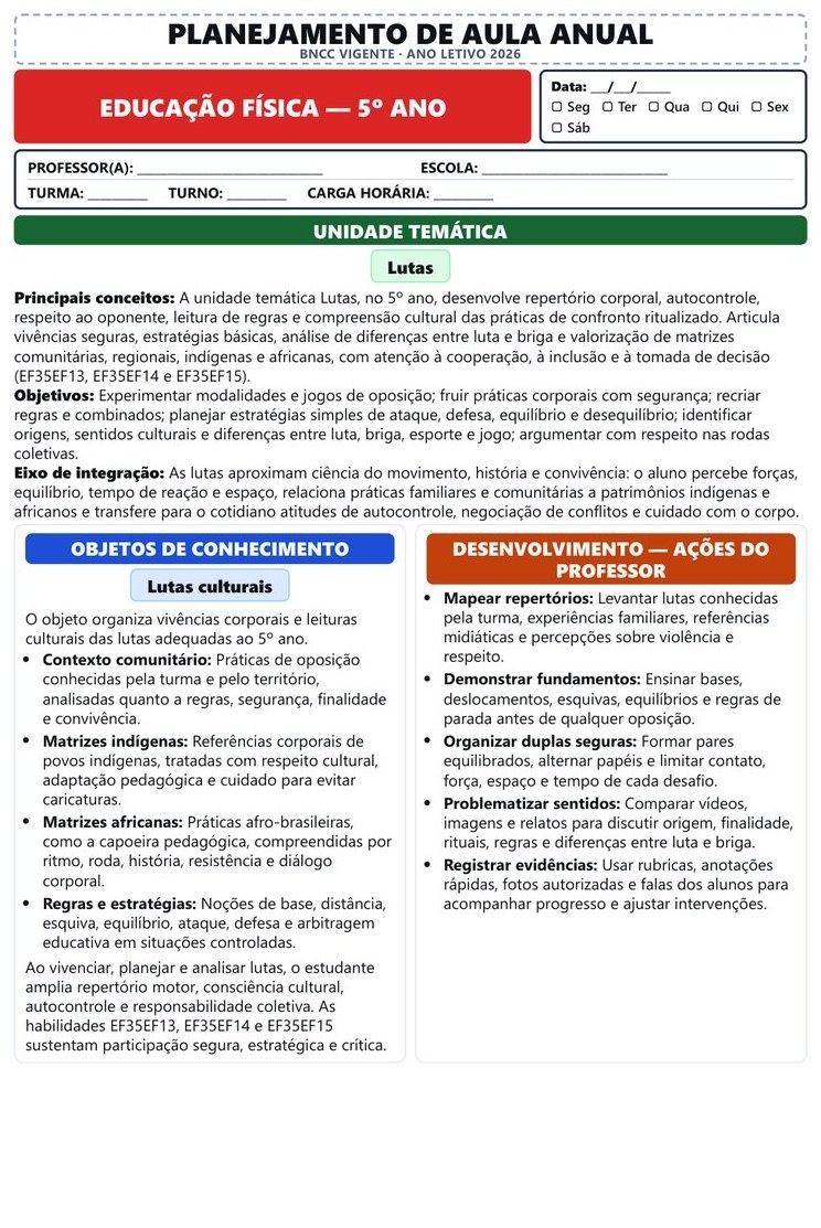 Planos e Atividades de Educação Física 1º-5º ano — página interna