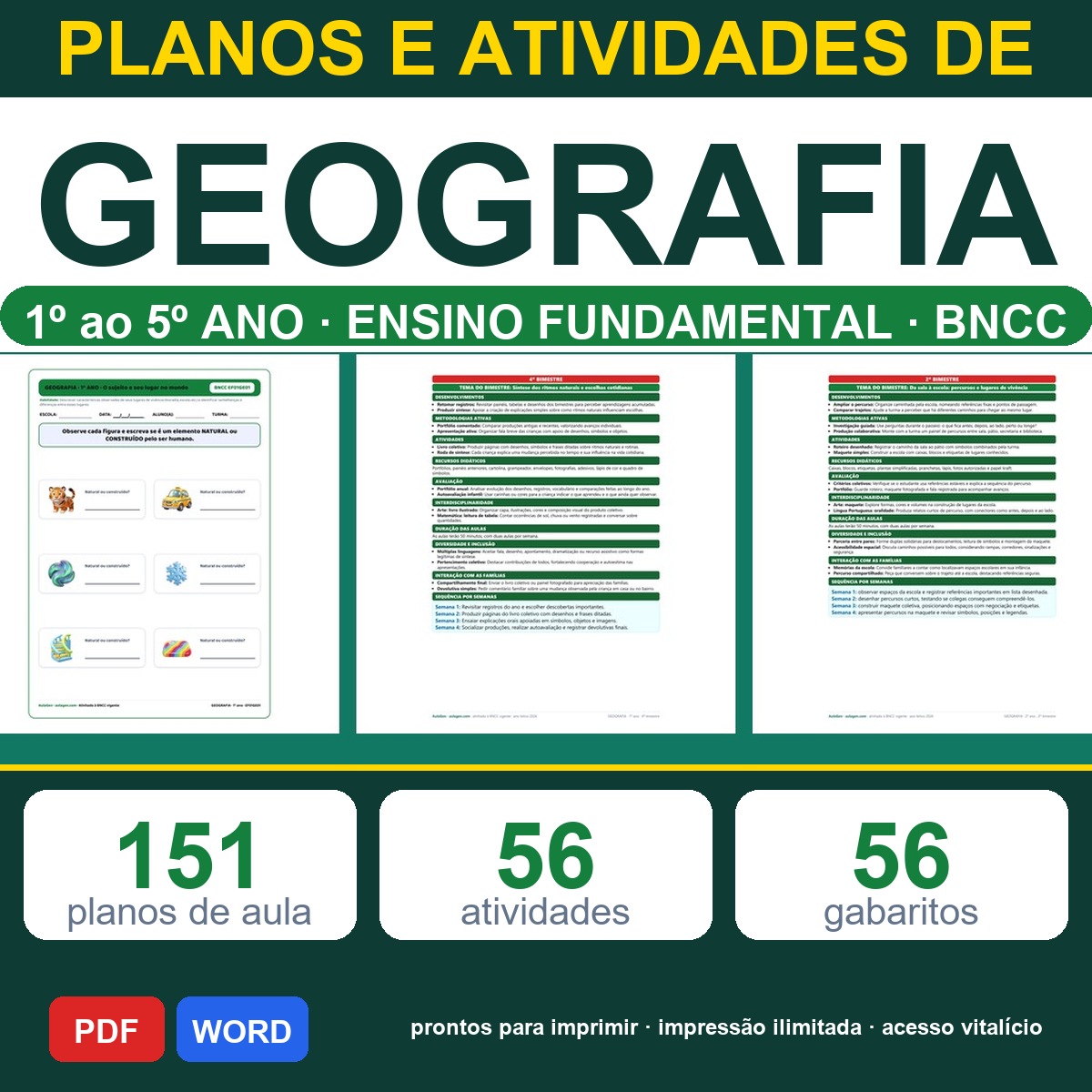 Planos e Atividades de Geografia 1º-5º ano