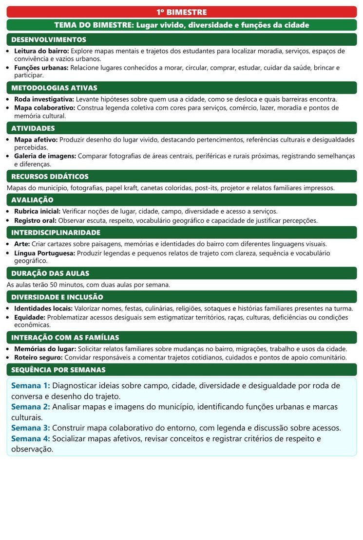Planos e Atividades de Geografia 1º-5º ano — página interna