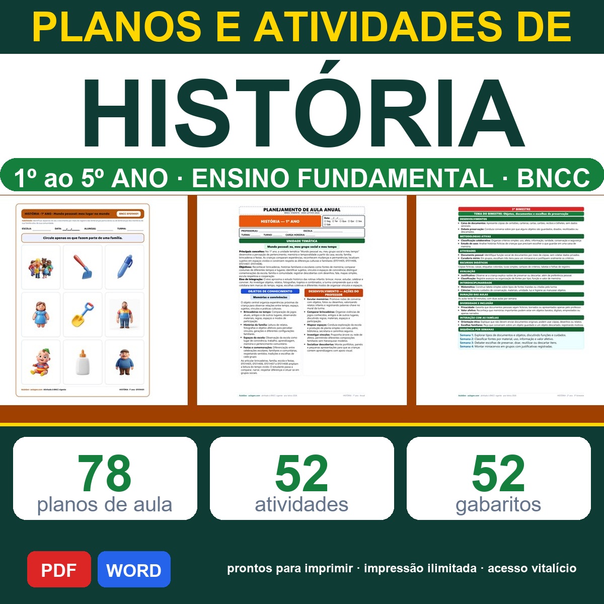 Planos e Atividades de História 1º-5º ano