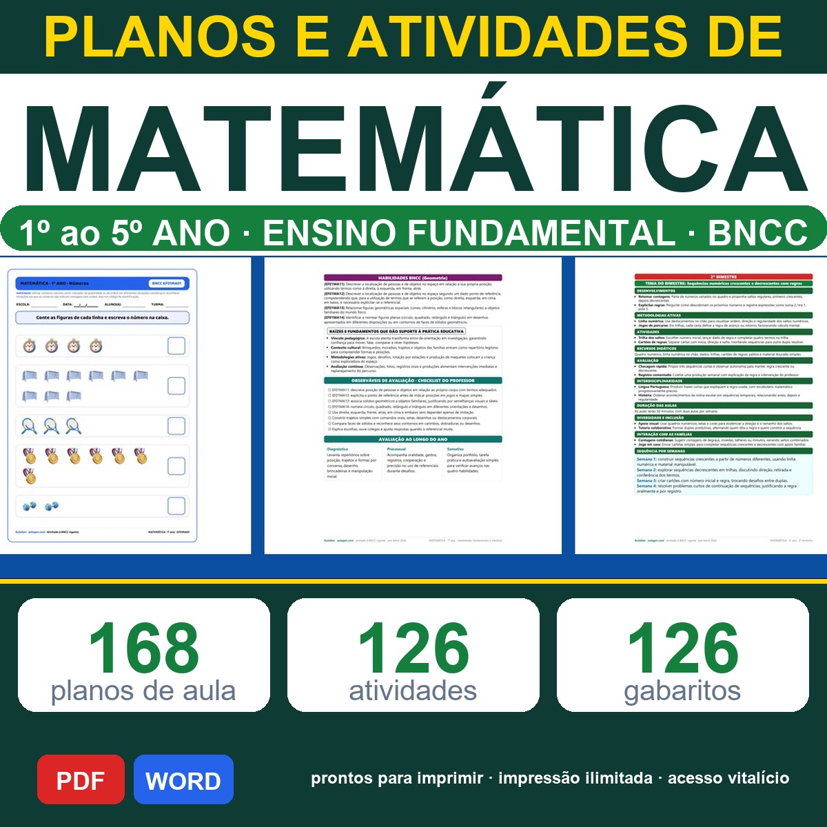 Planos e Atividades de Matemática 1º-5º ano