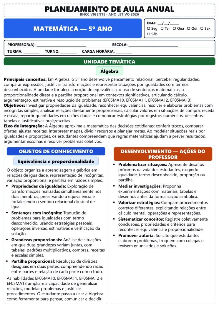 Planos e Atividades de Matemática 1º-5º ano — página interna