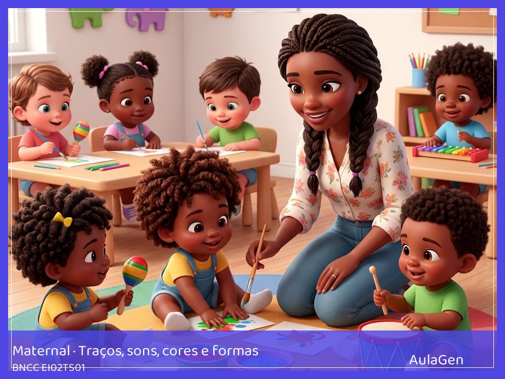Plano de aula de Traços, sons, cores e formas para Maternal — Batidas grandes e pequenas (BNCC EI02TS01) | AulaGen