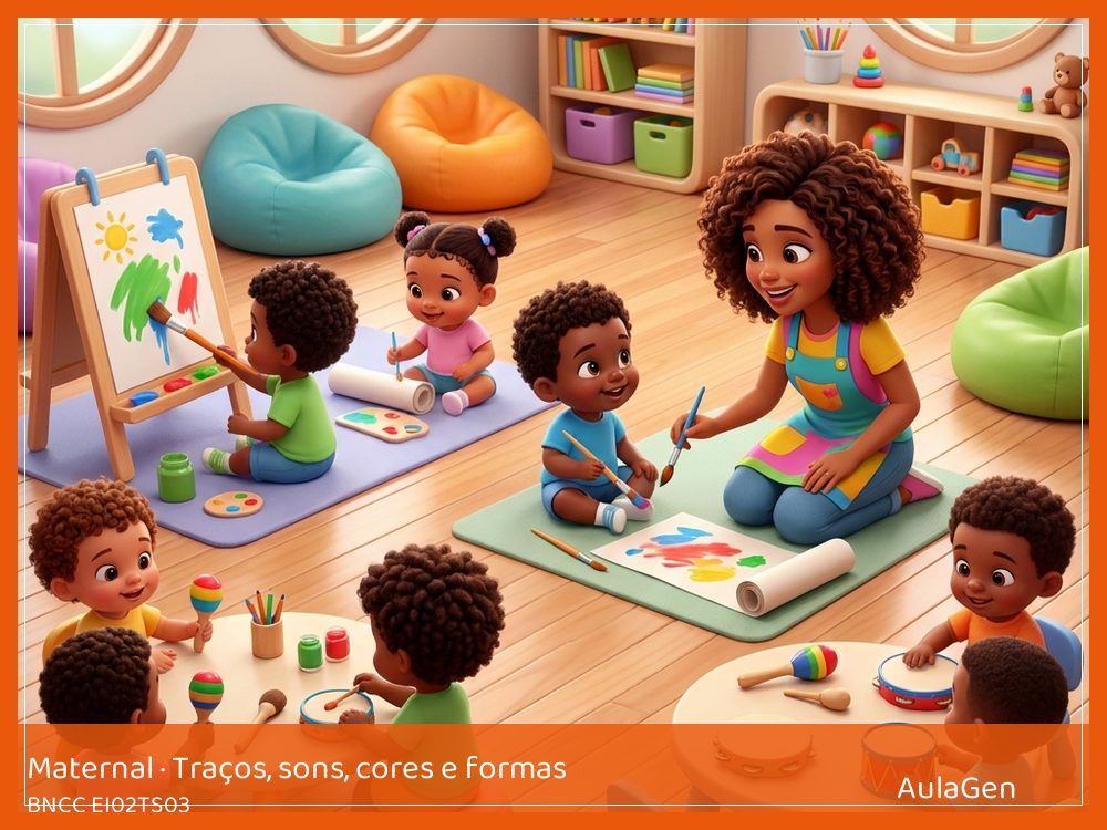 Plano de aula de Traços, sons, cores e formas para Maternal — Cantiga com banda de cozinha (BNCC EI02TS03) | AulaGen