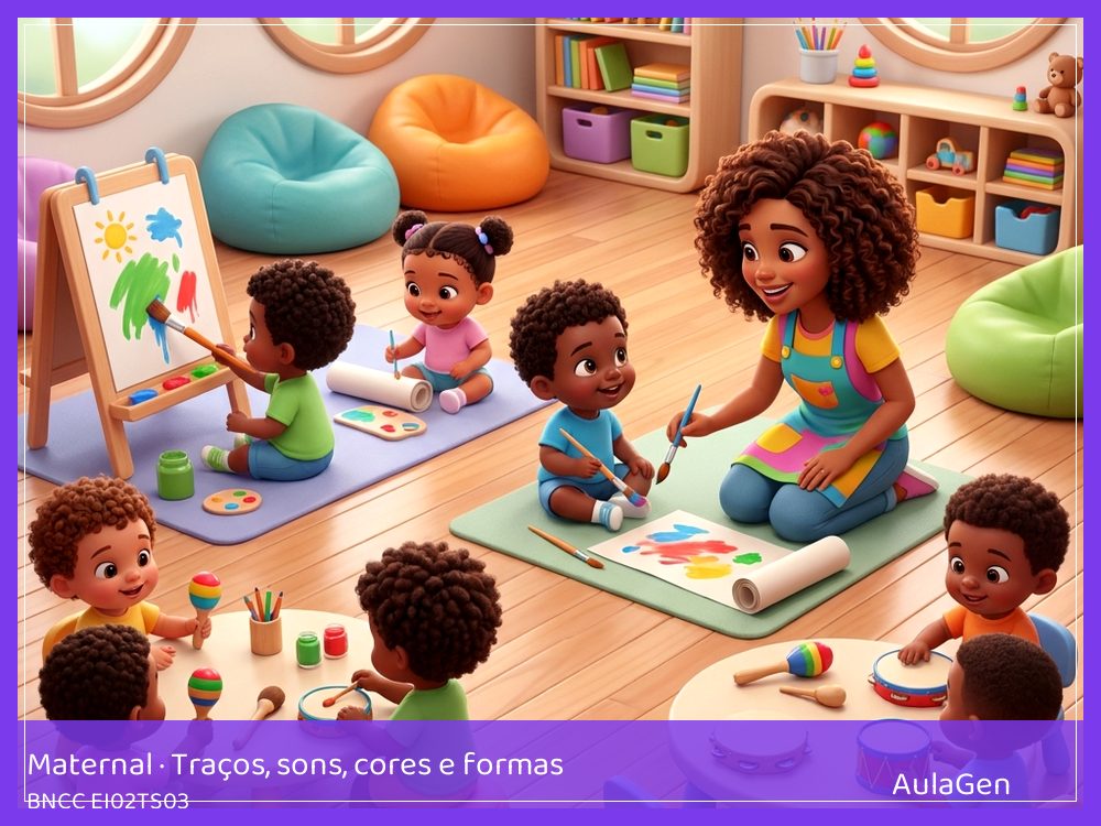 Plano de aula de Traços, sons, cores e formas para Maternal — Chocalho escondido na cantiga (BNCC EI02TS03) | AulaGen